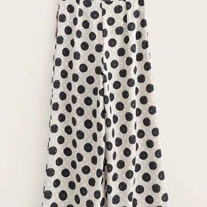 SHEIN White & Black Polka Dot Wide Leg Pants